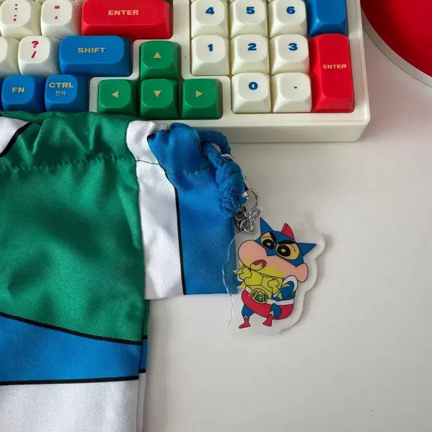 [BUNJANG] Crayon Shin-chan String Pouch with Keyring / 짱구는 못말려 스트링 파우치 키링 포함