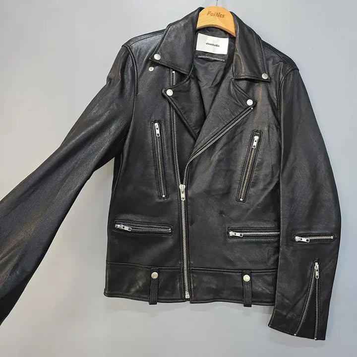 [BUNJANG] VIVASTUDIO Lambskin Leather Rider Jacket / 비바스튜디오(vivastudio) 램스킨 라이더 가죽자켓 블랙 S