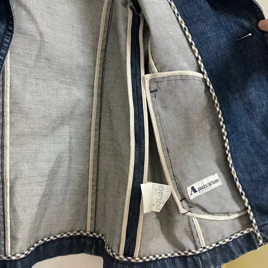 [BUNJANG] Aquascutum Denim Double Coat Jacket / Aquascutum 데님 더블 코트 청 자켓