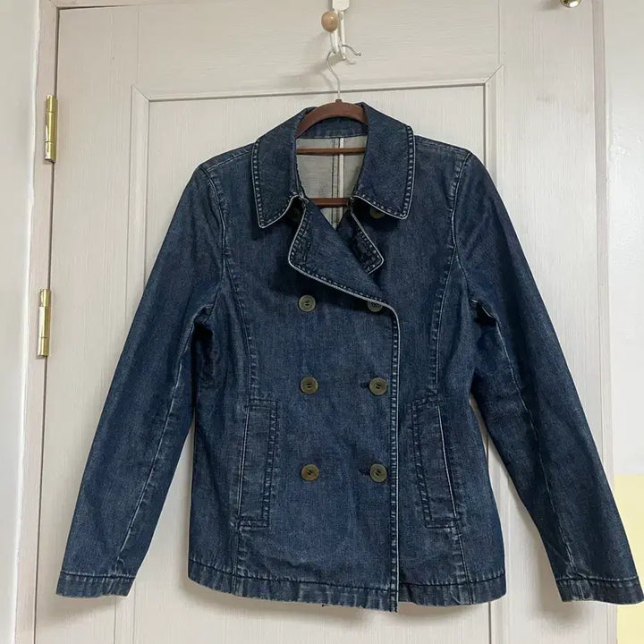 [BUNJANG] Aquascutum Denim Double Coat Jacket / Aquascutum 데님 더블 코트 청 자켓