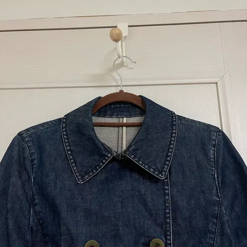 [BUNJANG] Aquascutum Denim Double Coat Jacket / Aquascutum 데님 더블 코트 청 자켓