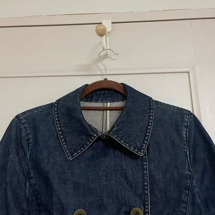 [BUNJANG] Aquascutum Denim Double Coat Jacket / Aquascutum 데님 더블 코트 청 자켓