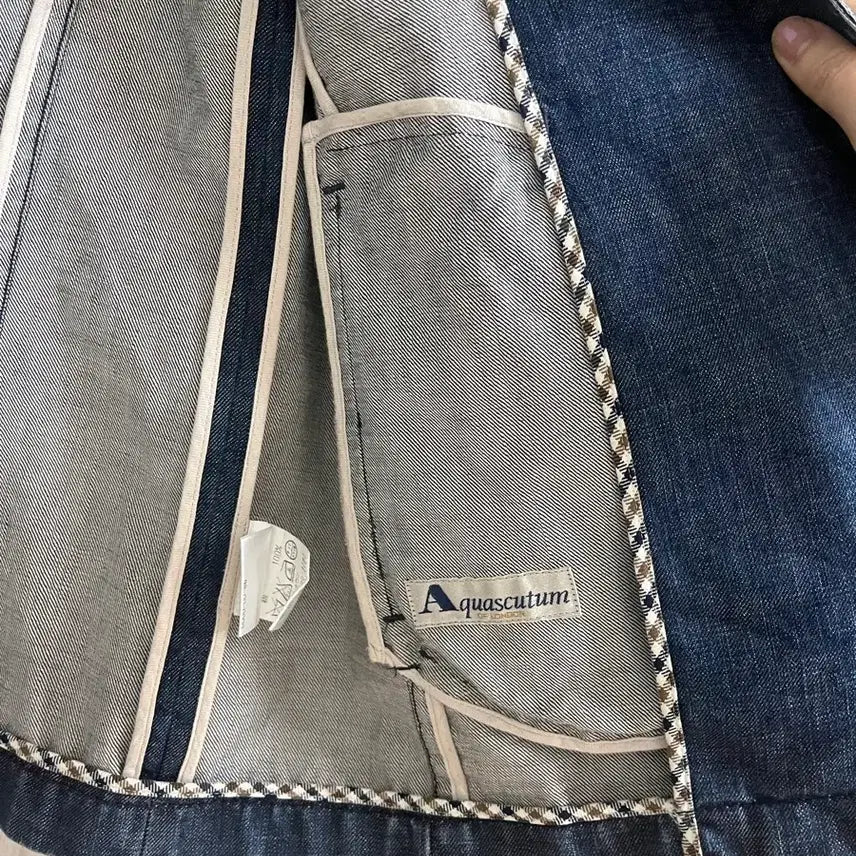 [BUNJANG] Aquascutum Denim Double Coat Jacket / Aquascutum 데님 더블 코트 청 자켓