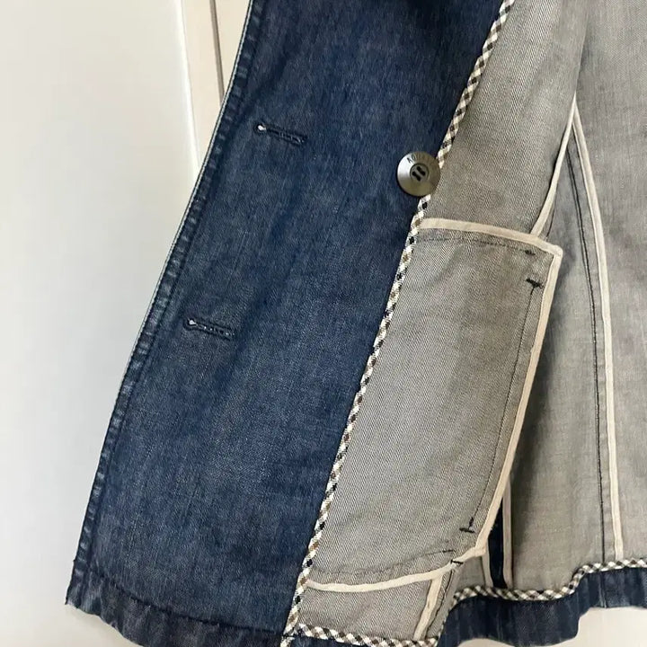 [BUNJANG] Aquascutum Denim Double Coat Jacket / Aquascutum 데님 더블 코트 청 자켓