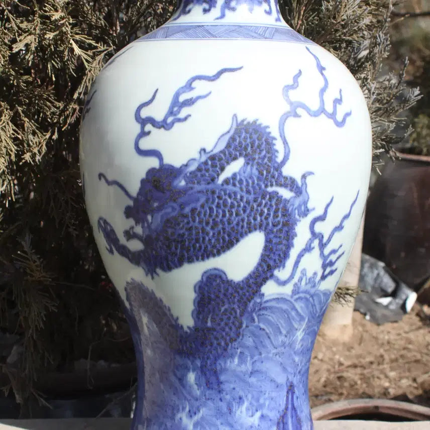 [BUNJANG] Chinese Porcelain Blue and White Dragon Vase / 중국도자기 청화 용문 화병