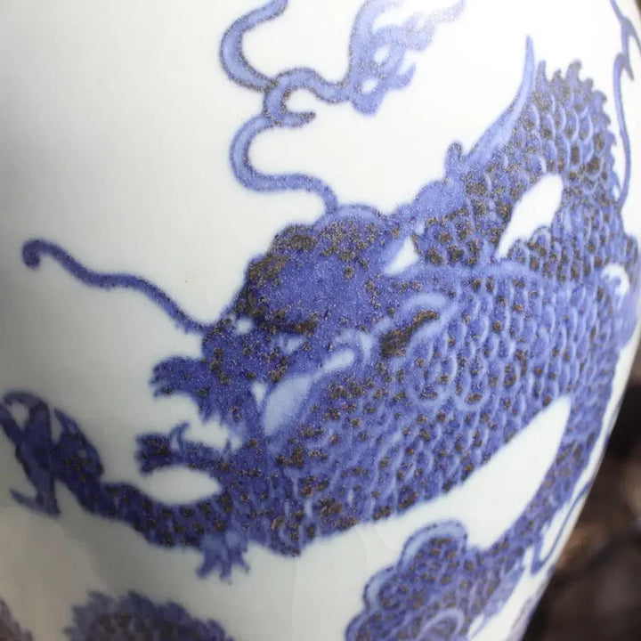 [BUNJANG] Chinese Porcelain Blue and White Dragon Vase / 중국도자기 청화 용문 화병