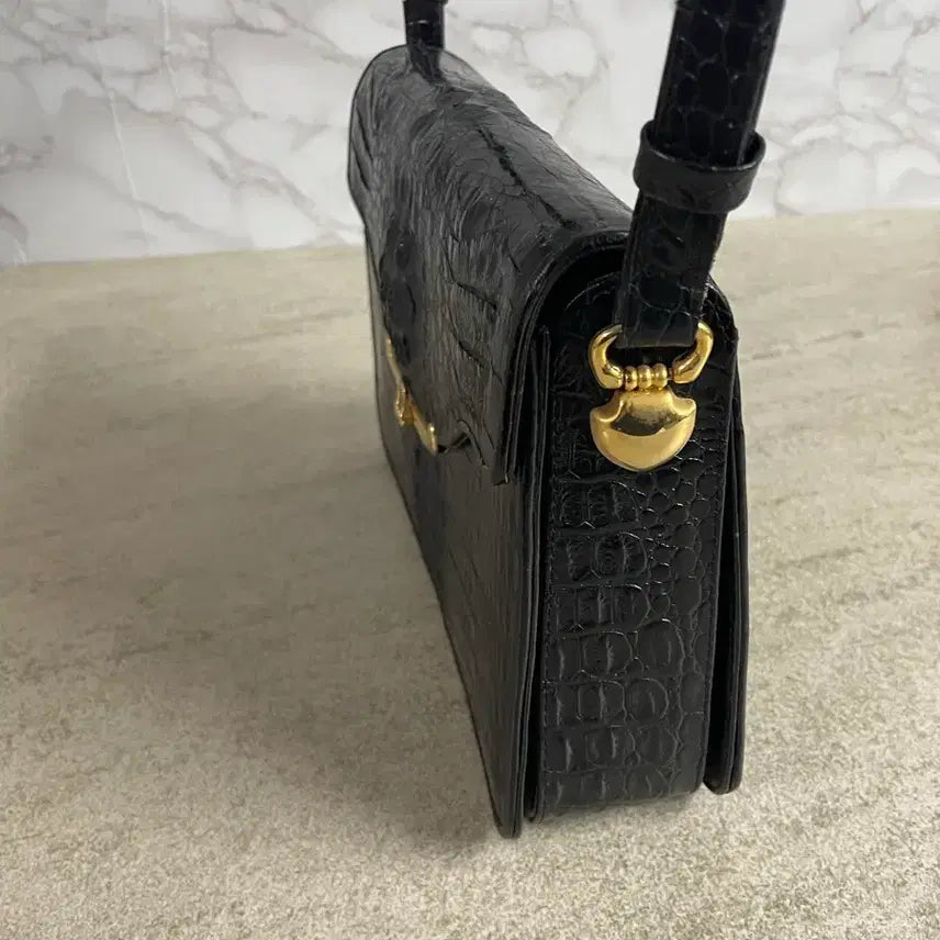 [BUNJANG] Black Crocodile Leather Shoulder Bag & Crossbody / 500만원대 고가의 블랙 악어 가죽 숄더백&크로스백