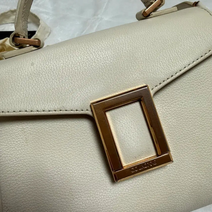 [BUNJANG] Couronne Ivory Leather Small Tote Bag with Pearl Strap / 쿠론 가방 아이보리 토트백