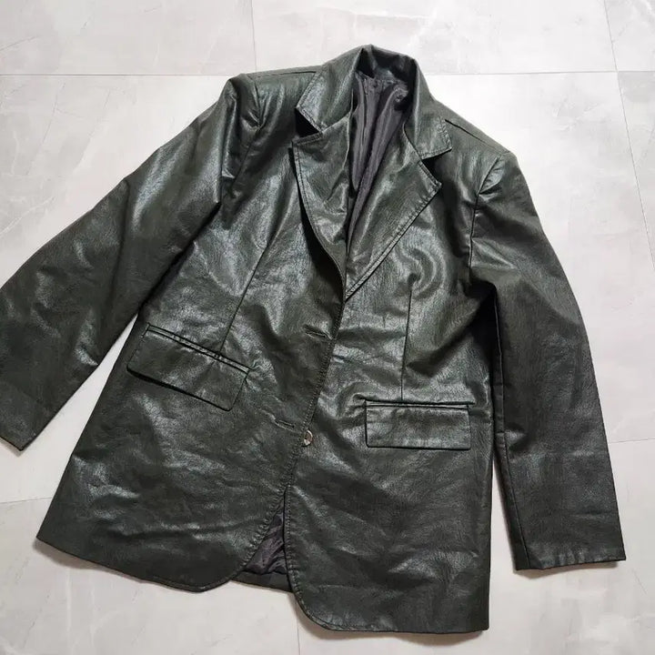 [BUNJANG] Leather Bomber Jacket (Size 66-77) / 레더 봄자켓(66~77)