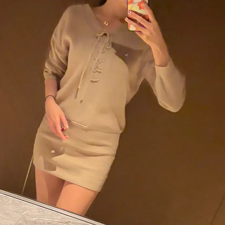 [BUNJANG] Knit Dress / 1회착용)니트원피스.니트.원피스.미니.두가지스타일.프리사이즈.데이트룩