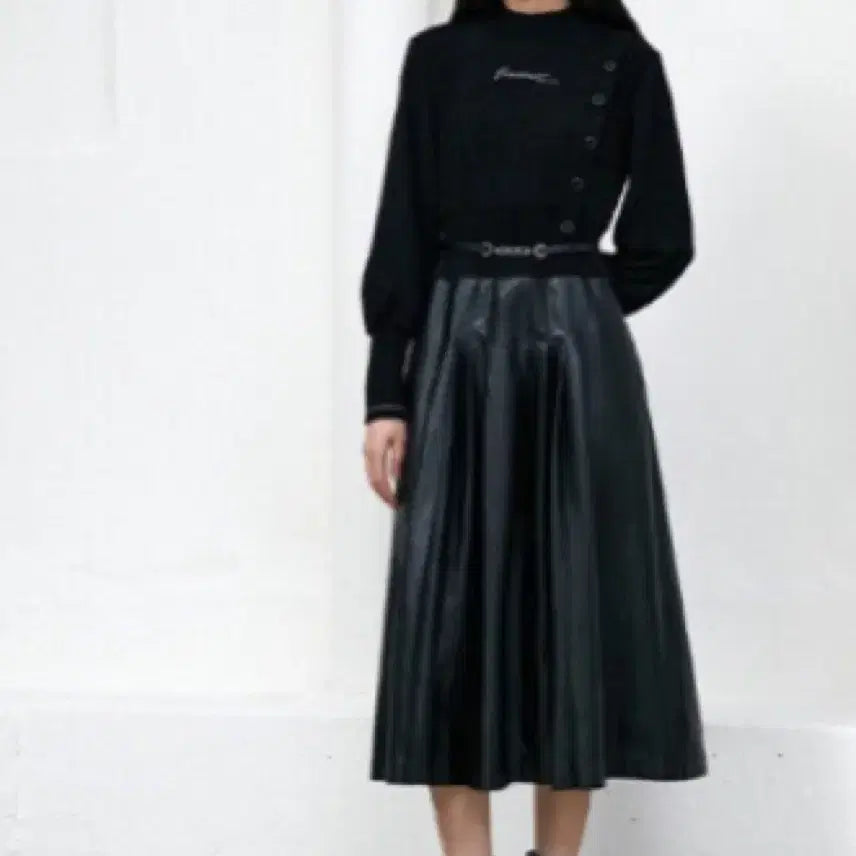 [BUNJANG] Egoist Leather Color Mix Dress (Size 66) / 에고이스트 래더 배색 믹스 원피스 66사이즈