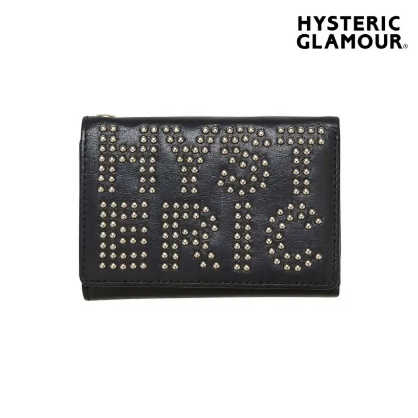 [BUNJANG] Hysteric Glamour Logo Studded Leather Wallet / 히스테릭글래머 지갑 로고 스터드 3단 가죽지갑