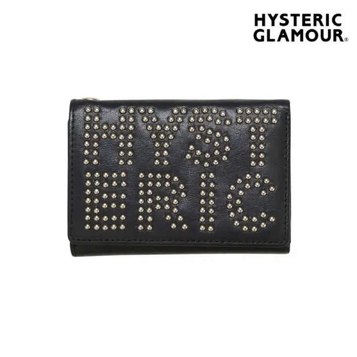 [BUNJANG] Hysteric Glamour Logo Studded Leather Wallet / 히스테릭글래머 지갑 로고 스터드 3단 가죽지갑