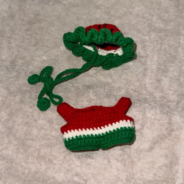 [BUNJANG] Handmade Doll Watermelon Knit Outfit / 10cm 인형 뜨개 옷 수박 마크