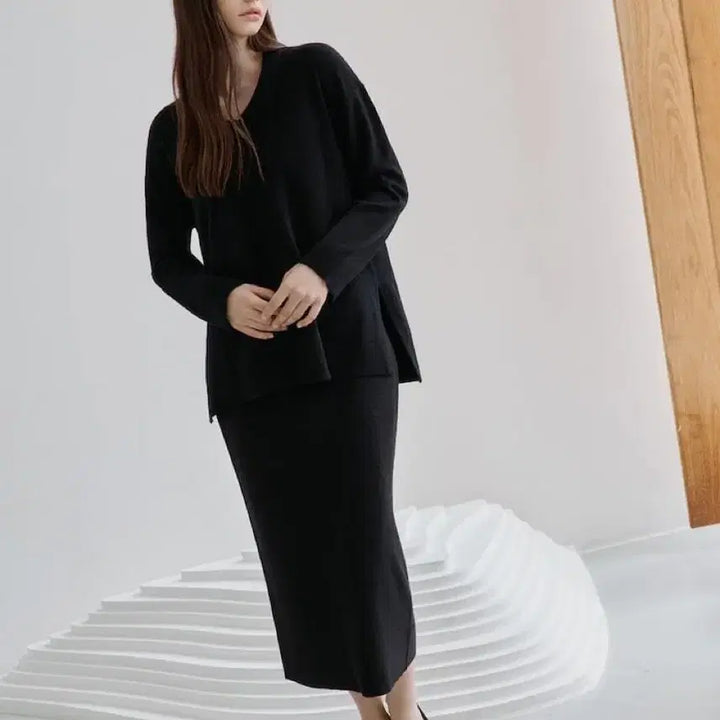 [BUNJANG] Kotelo U-neck Pullover Knit Black / 새상품 kotelo 유넥 풀오버 니트 블랙