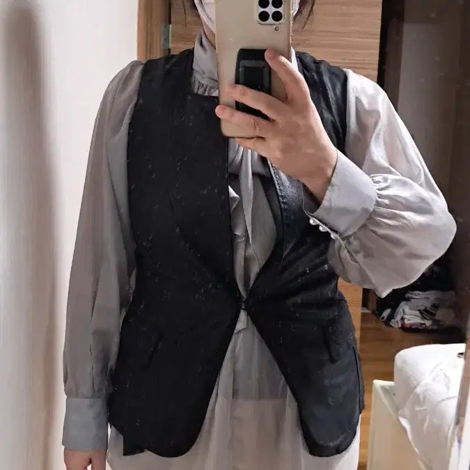 [BUNJANG] She'zmiss Black Leather Vest / 쉬즈미스 블랙 레더 베스트 조끼 55 66