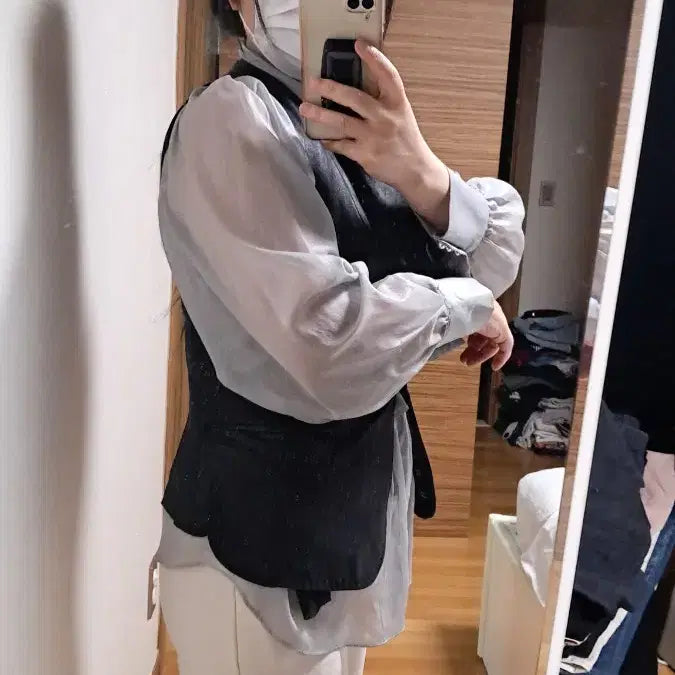 [BUNJANG] She'zmiss Black Leather Vest / 쉬즈미스 블랙 레더 베스트 조끼 55 66