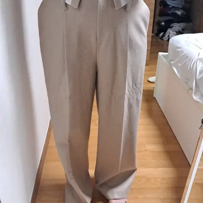 [BUNJANG] Beige Fleece Pants (Size 28) / 베이지색 기모  바지 28