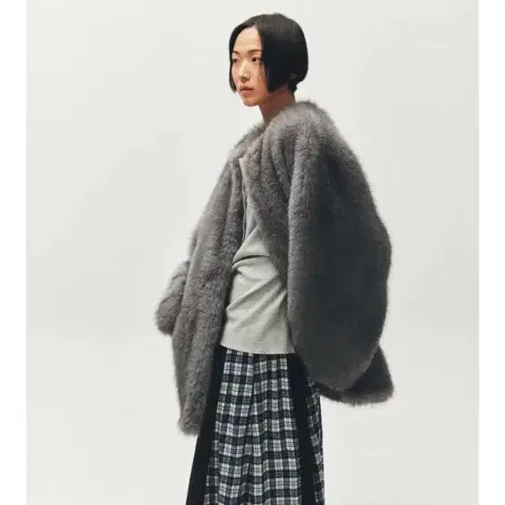 [BUNJANG] Please Project Middle Faux Fur Jacket Gray / 새상품 플리즈프로젝트 미들 퍼 자켓 그레이