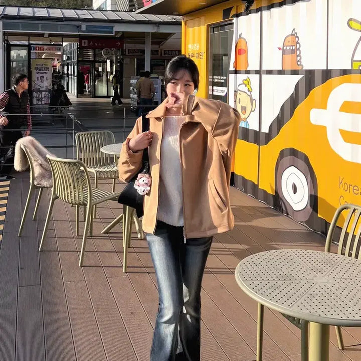 [BUNJANG] IronyPorn Suede Two-Way Jacket / 새것) 스웨이드 자켓 봄jk 아우터 집업 투웨이 자켓/ 아이러니포르노