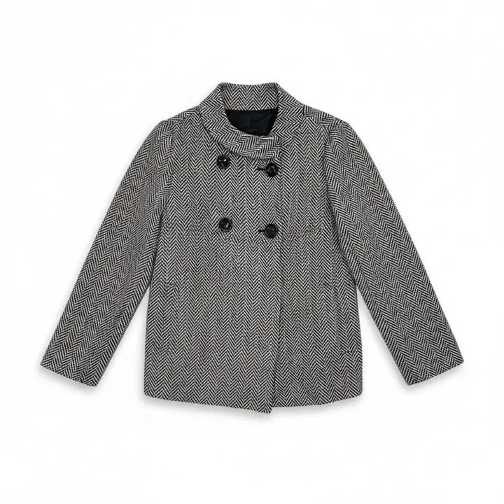 [BUNJANG] ZIGOT Herringbone Double Button Short Coat Gray / [55~66] 지고트 헤링본 더블버튼 숏코트 그레이