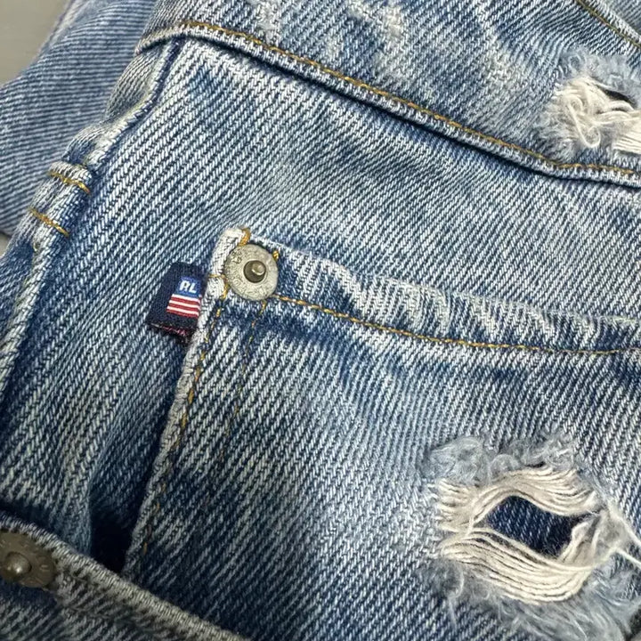 [BUNJANG] Polo Jeans Distressed Baggy Pants / 폴로 진스 디스트레스트 배기팬츠 릴렉스 핏 35x30