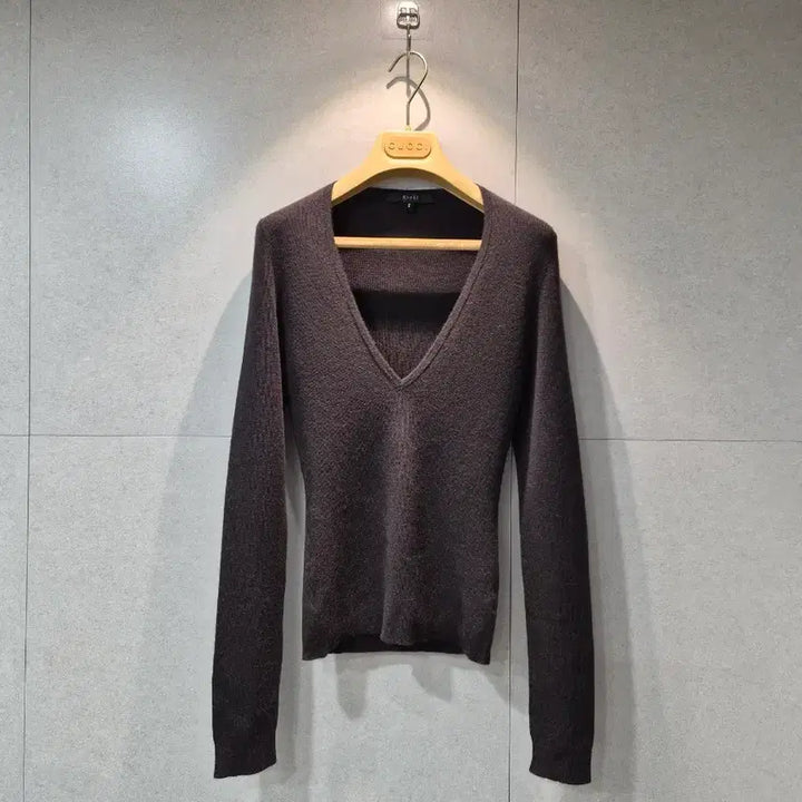[BUNJANG] GUCCI Cashmere V-Neck Long Sleeve T-Shirt / GUCCI 구찌 정품 여성 V넥 캐시미어 진그레이 긴팔 티셔츠