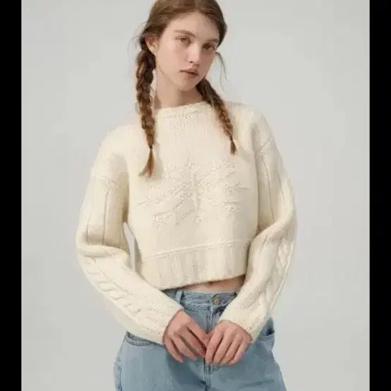 [BUNJANG] The Barnet Snow Crystal Knit Sweater Navy / 더바넷 스노우 크리스탈 니트 스웨터 네이비