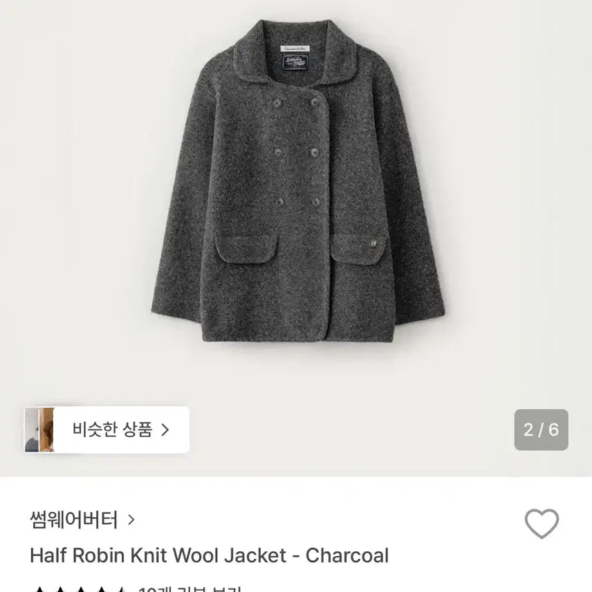 [BUNJANG] Somewhere Nowhere Half Robin Knit Wool Jacket Charcoal / 썸웨어버터 Half Robin Knit Wool Jacket 차콜