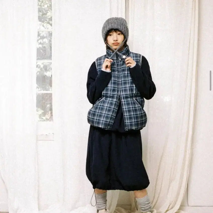 [BUNJANG] Ateez Navy Fleece Midi Skirt / aeae 발룬 후리스 미디스커트 네이비