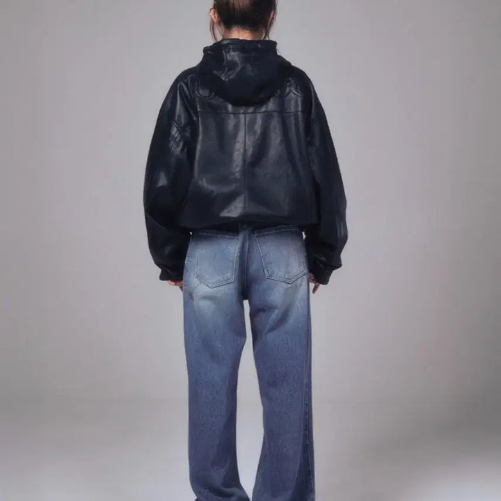 [BUNJANG] Yoo Hee Leather Jacket / 유희 레더 점퍼 가죽 자켓