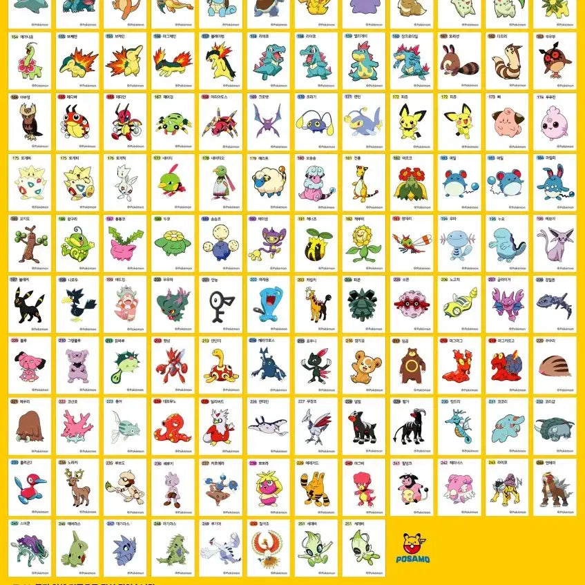 [BUNJANG] Pokemon 2nd Generation Sticker Set / 포켓몬띠부씰  2세대4자리(추가7종포함) 세트