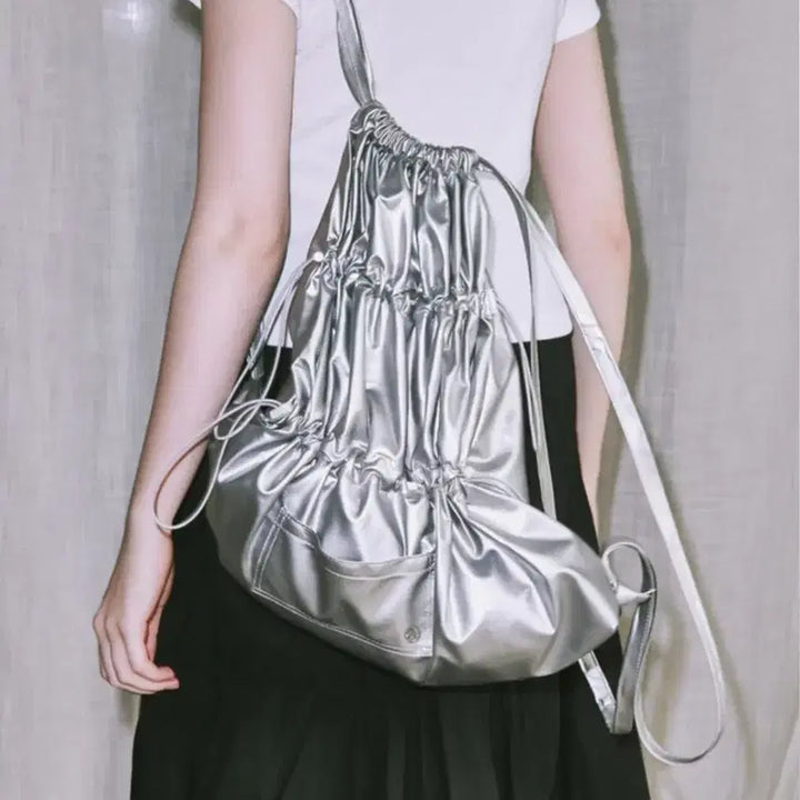 [BUNJANG] Ronron Silver String Backpack / 론론 실버 스트링 백팩(무배)