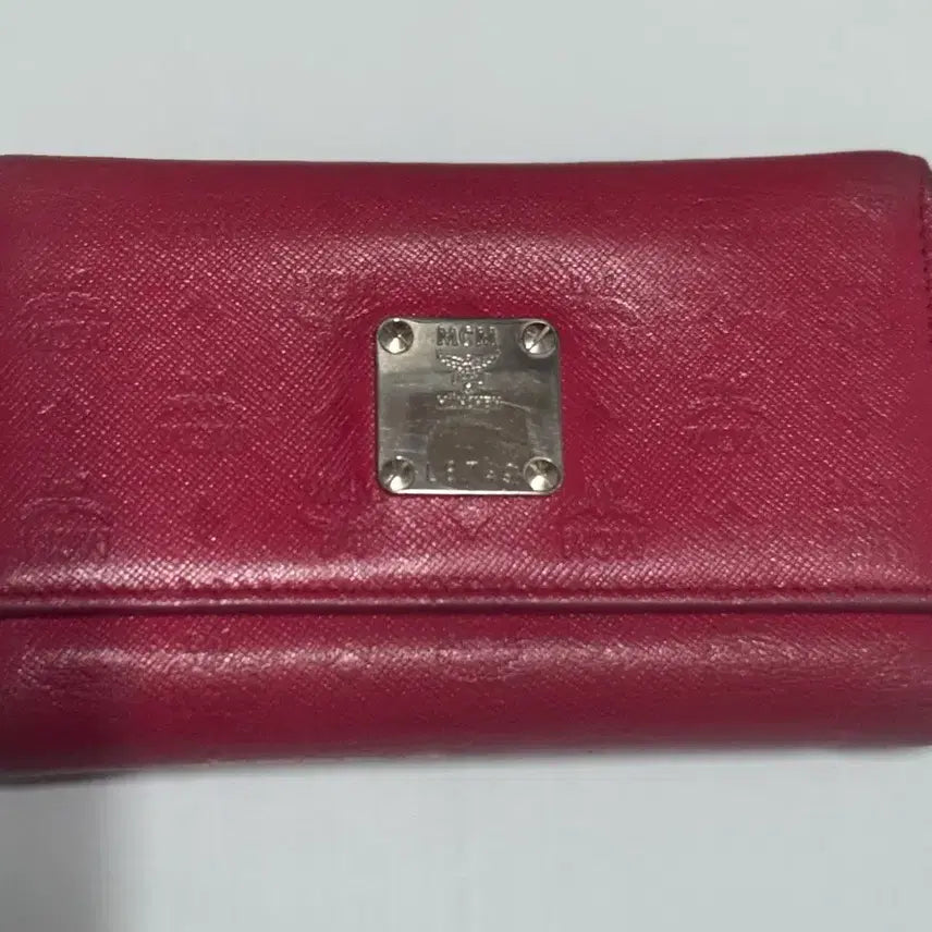 [BUNJANG] MCM Pink Leather Wallet / MCM 중지갑 핫핑크 정품