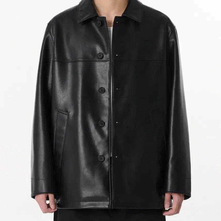 [BUNJANG] Noh Hongchul Lucky Guy Synthetic Leather Car Coat XL / 노홍철 럭키가이 신세틱 레더 카코트 XL