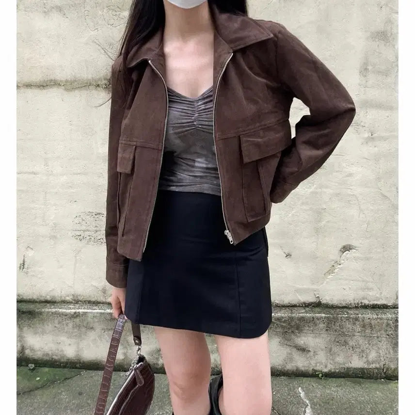 [BUNJANG] Beni Away Big Pocket Suede Short Jumper / 벤어웨이 빅포켓 스웨이드 숏 점퍼