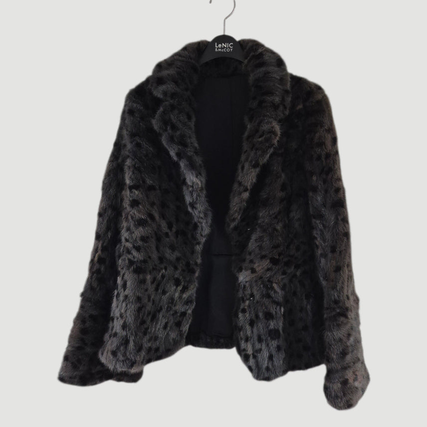 [BUNJANG] Leopard Mink Fur Jacket / 여자 레오파드 밍크 모피 자켓