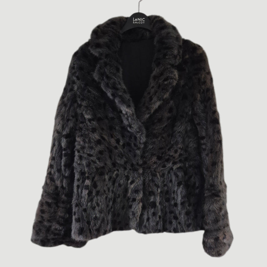 [BUNJANG] Leopard Mink Fur Jacket / 여자 레오파드 밍크 모피 자켓