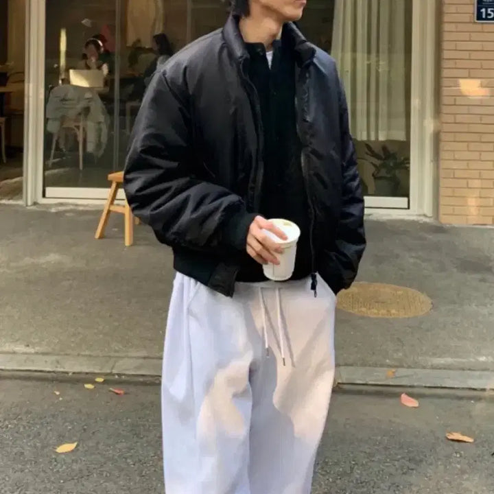 [BUNJANG] L Huge Nest Padded MA-1 Bomber Jacket / [L] 휴즈네스트 스탠드 카라 패디드 MA-1 봄버 자켓 점퍼 블랙