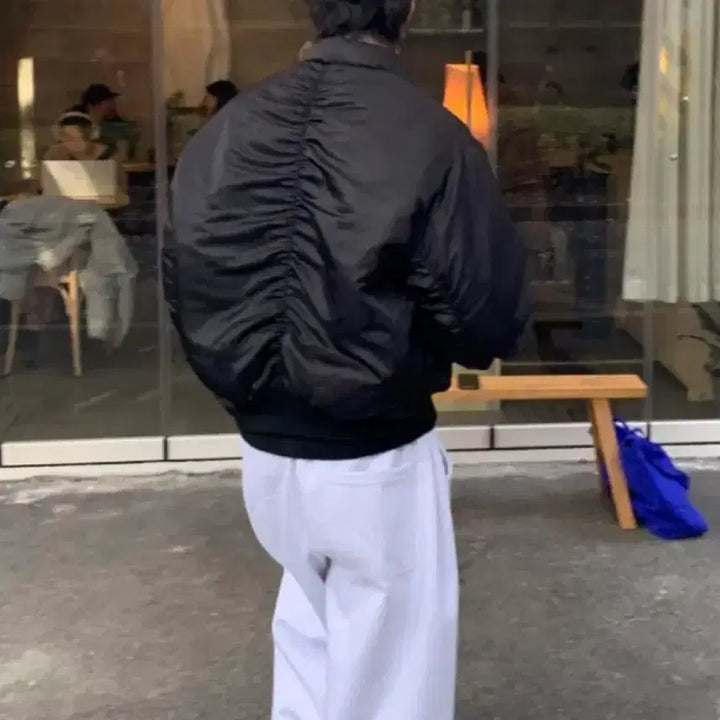 [BUNJANG] L Huge Nest Padded MA-1 Bomber Jacket / [L] 휴즈네스트 스탠드 카라 패디드 MA-1 봄버 자켓 점퍼 블랙