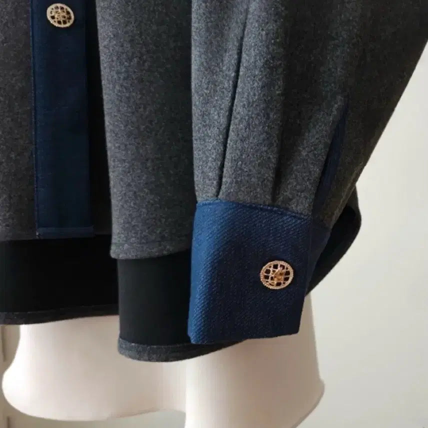 [BUNJANG] Color Block Cardigan / 금장단추 기모 배색 카라 가디건