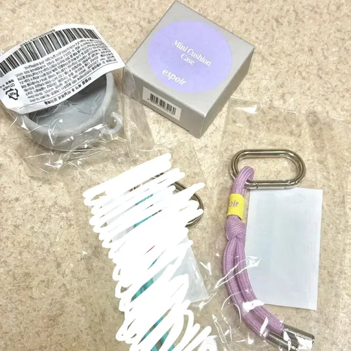 [BUNJANG] Espoir Mini Cushion Case (Purple) + Keyring / 에스쁘아 미니 쿠션 공용기 케이스 세트(쿠션+케이스+키링)