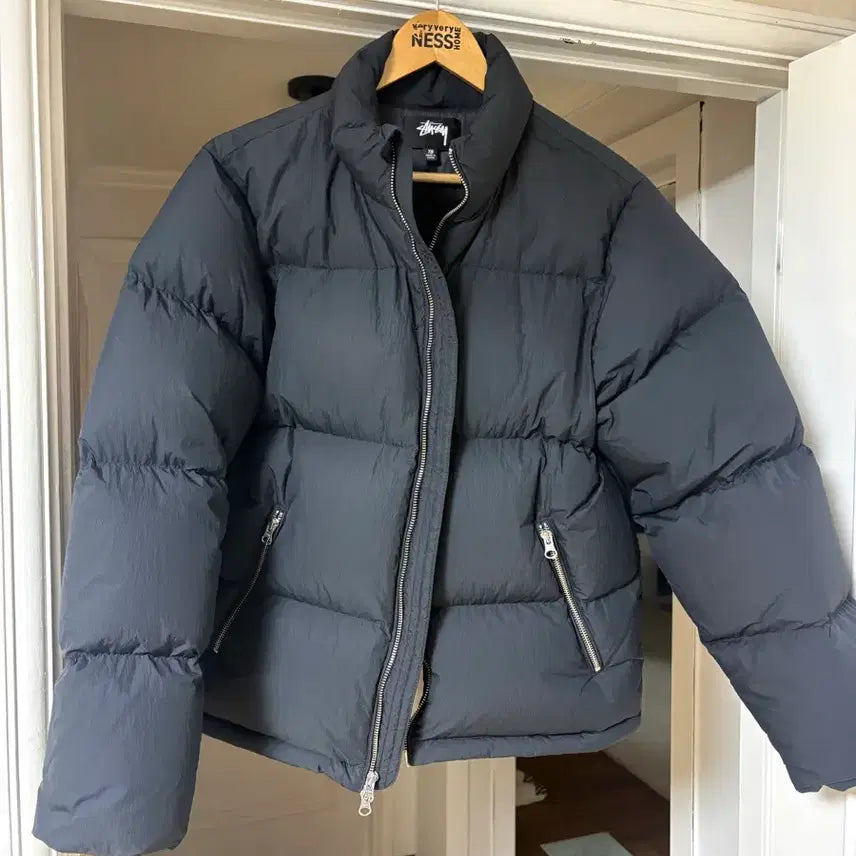 [BUNJANG] Stussy Nylon Puffer Jacket Black / 스투시 다운 퍼퍼 나일론 블랙