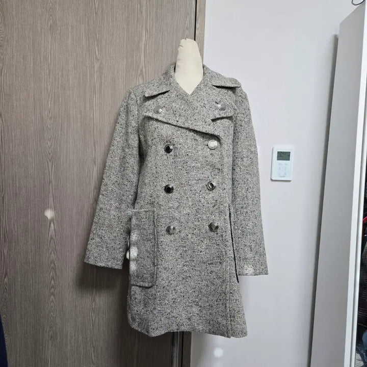 [BUNJANG] Tory Burch Wool-Linen Blend Double-Breasted Coat / 토리버치 매장판 마+모혼용 더블 버튼 코트