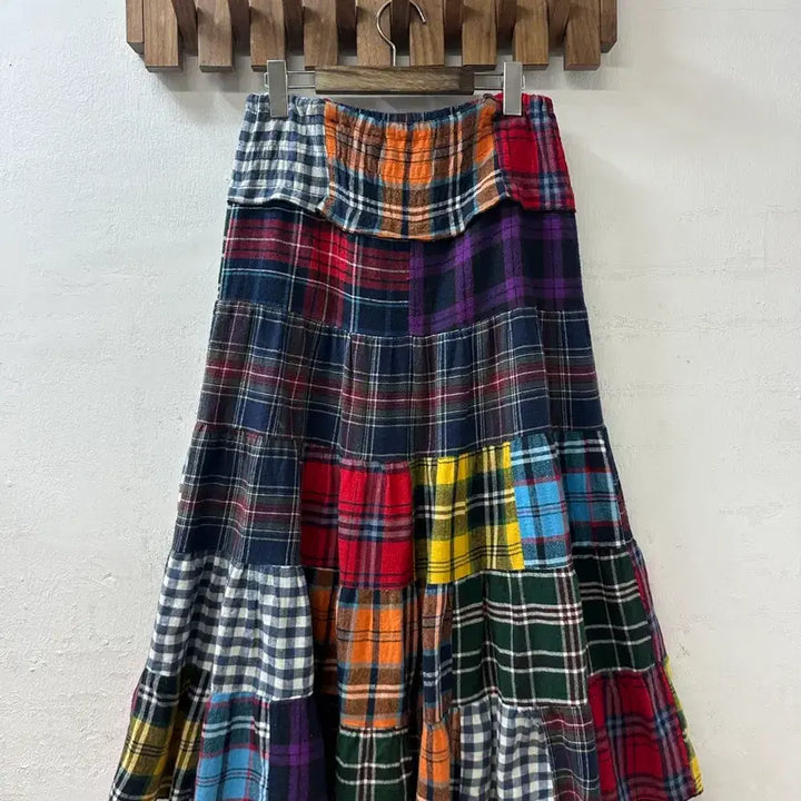 [BUNJANG] Vintage Check Patch 2-way Skirt Dress / 일본빈티지 체크 패치 2way 스커트 원피스