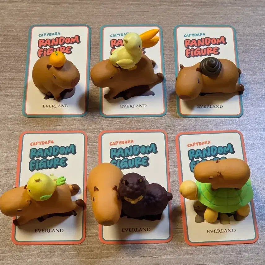 [BUNJANG] Everland Capybara Complete Set of 6 Random Figures / 에버랜드 카피바라 랜덤 피규어 6종 완성본