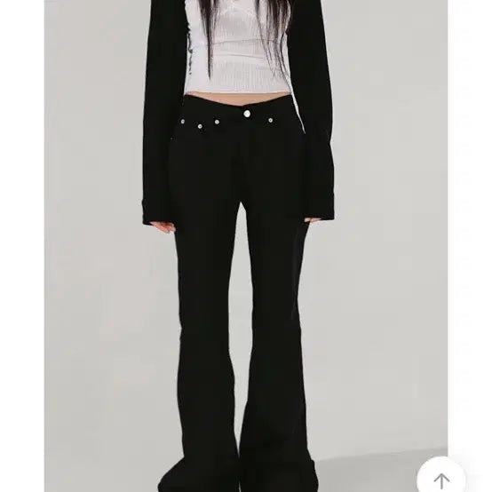 [BUNJANG] Chicwin New Basic Rivet Cotton Slim Wide Semi-Bootcut Pants / 시크윈 뉴 베이직 리벳 코튼 슬림와이드 세미부츠컷팬츠