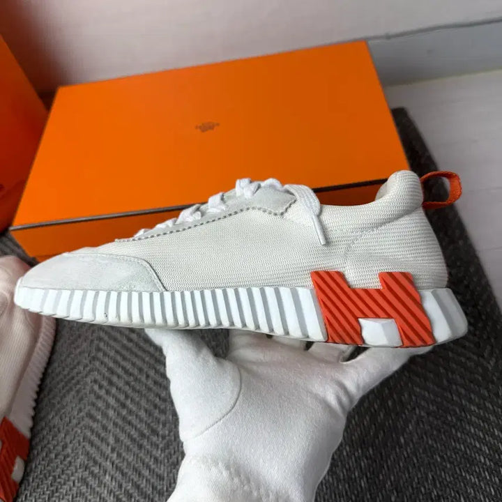 [BUNJANG] Hermes Orange Blanc Bouncing Sneakers (Size 40) / (40)에르메스 바운싱 오렌지블랑