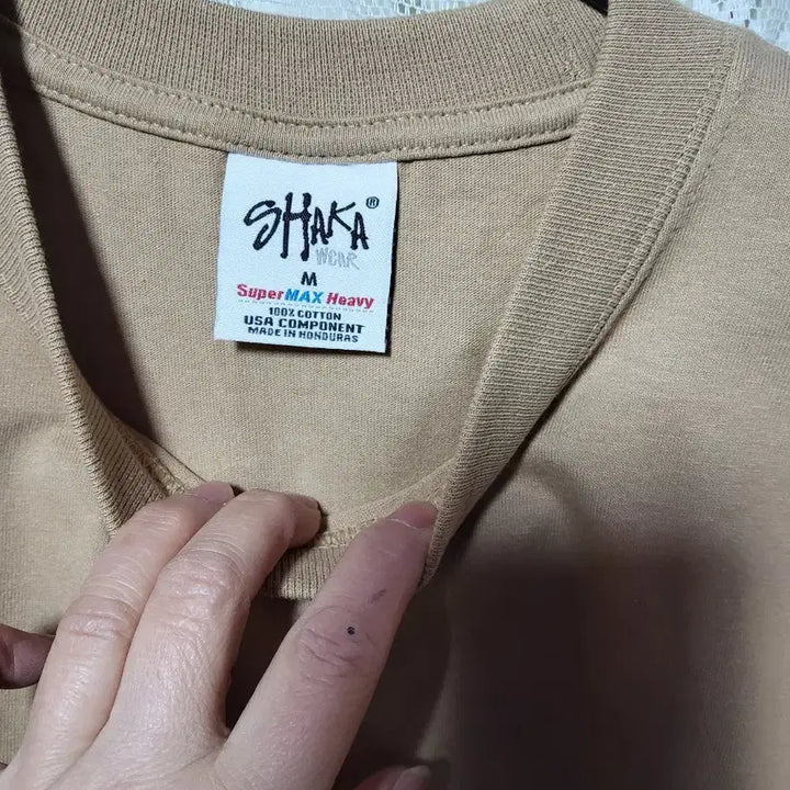 [BUNJANG] Shaka Wear Beige T-shirt / 샤카웨어 Shaka Wear 베이지 반팔 티셔츠