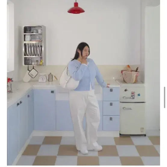 [BUNJANG] Richmood Jije Ribbed Round Cardigan - Sky Blue / 리치무드 지제 골지 라운드 가디건 스카이2